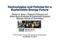 Technologies and Policies for a Sustainable Energy Future