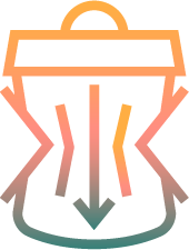 trash can with a downwards facing arrow icon